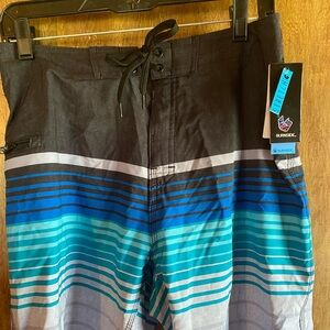 Burnside Men's Blue Striped Swim Shorts size 30 waist
